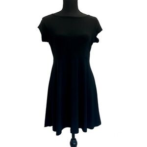 SYMPLI black short sleeve fit and flare tunic top blouse Sz 10